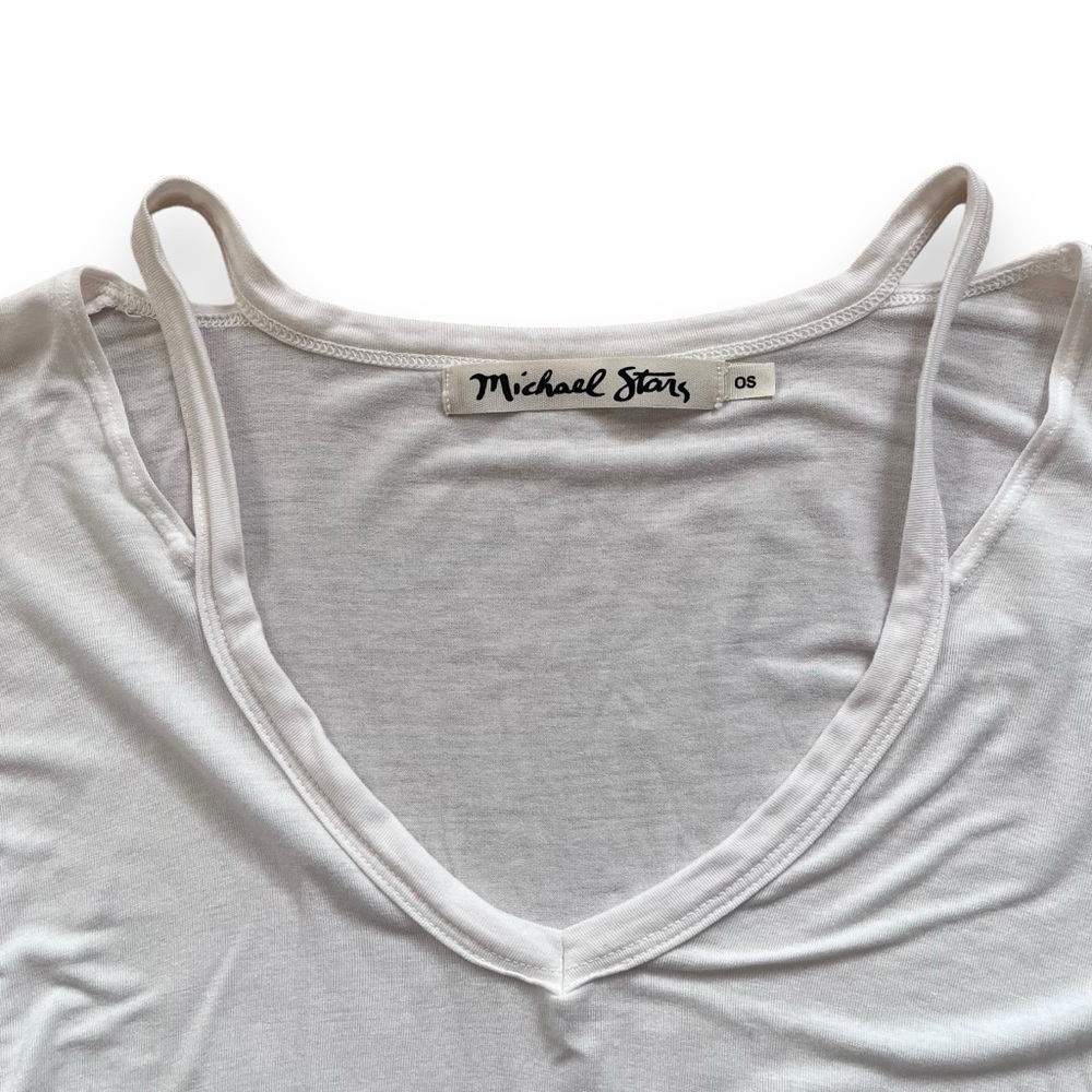 Michael Stars White Jersey Knit V-Neck Blouse One Size - Picture 6 of 8